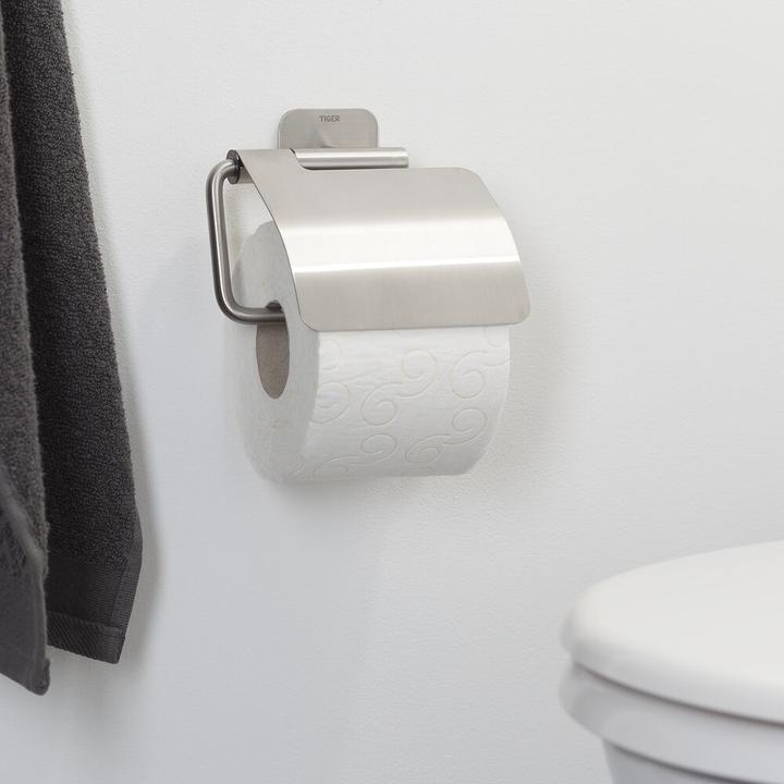 Productafbeelding Tiger Toiletpapierhouder Colar met deksel roestvrij staal geborsteld
