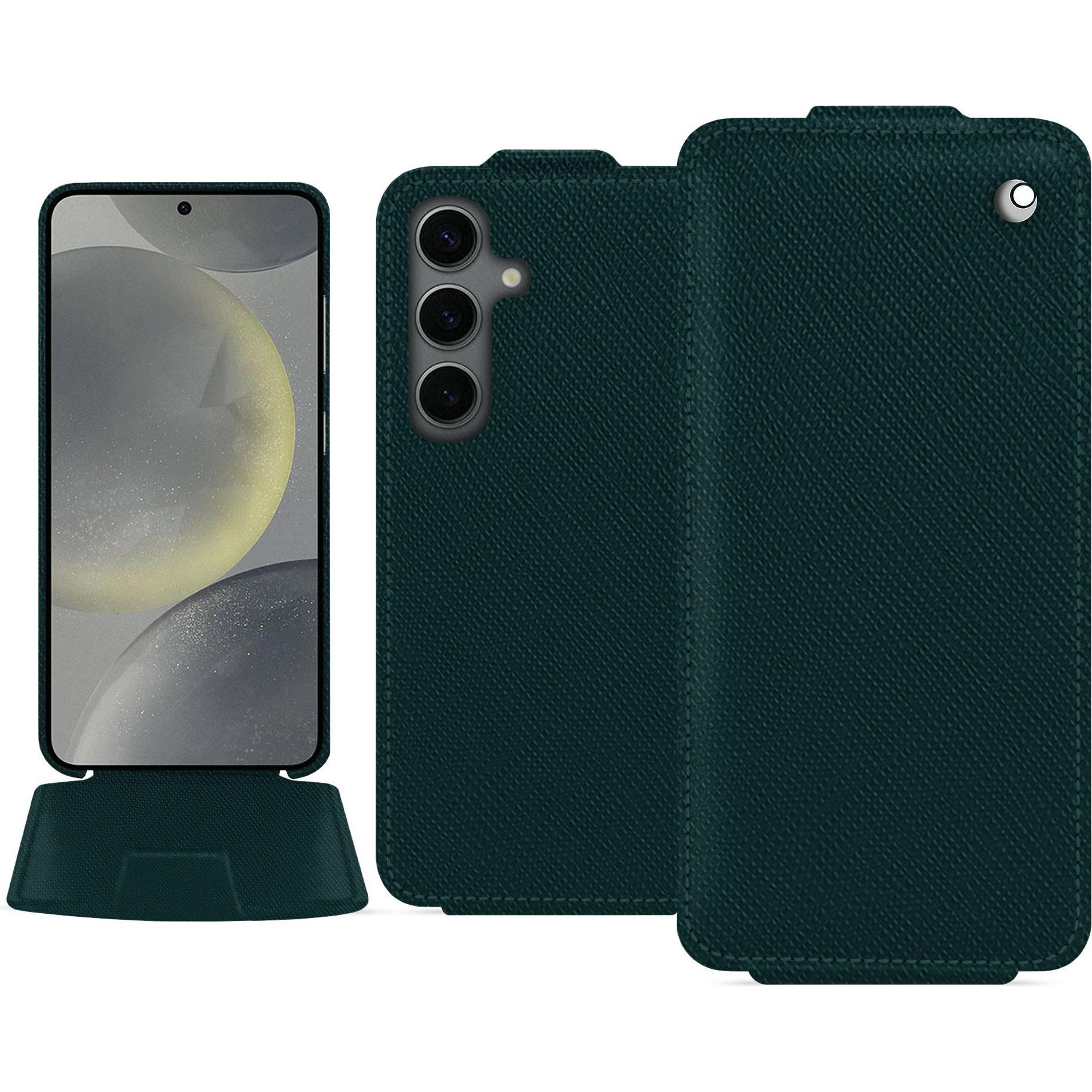 Noreve Lederschutzhülle vertikal (Samsung Galaxy S24), Smartphone Hülle, Grün