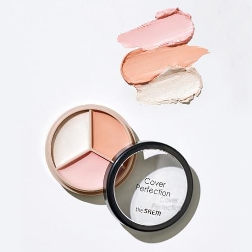 Actual product image The Saem Cover Perfection Triple Pot #05 Dark Up Beige (White, Pink, Light peach, 01 Correct Beige for Medium Skin)