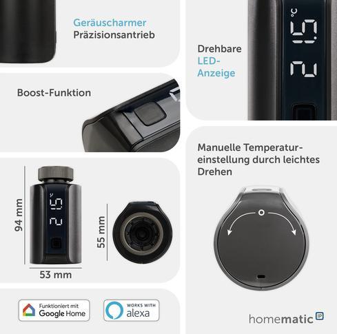 Actual product image Homematic IP Radiator thermostat Evo, anthracite