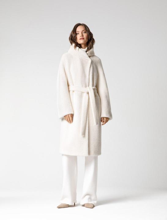 Produktbild Furnari Glatter Ökofell-Mantel mit Kapuze - Schnee-Weiss (44,46)