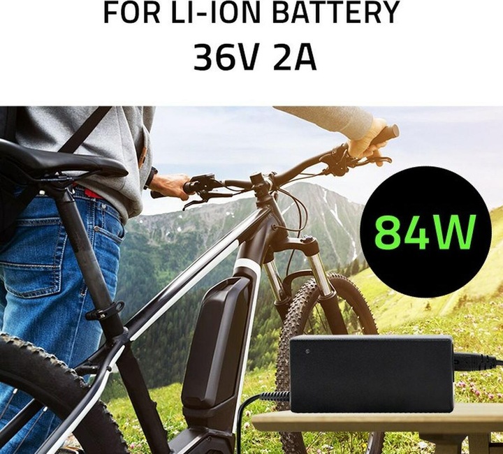 Actual product image Qoltec Ładowarka do baterii roweru elektrycznego 36V | 42V | 2A | 5.5*2.1 (E-bike charger)