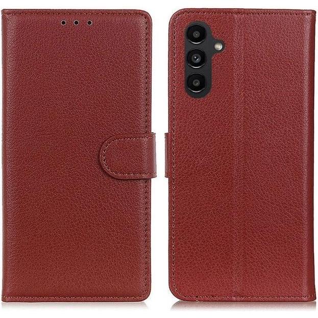 Thumbnail - MU Classic Litchi Leder Bookcover Series (Samsung Galaxy A14, Samsung Galaxy A14 5G), Smartphone Hülle, Braun
