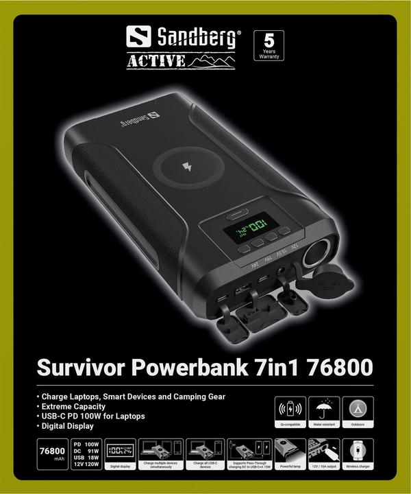 Produktbild Sandberg Survivor 7in1 (76800 mAh, 120 W, 276.48 Wh)