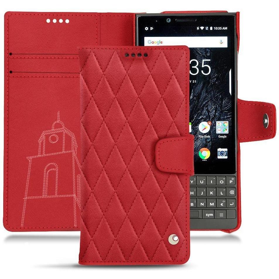 Noreve Lederschutzhülle Wallet (Blackberry KEY2), Smartphone Hülle, Rot