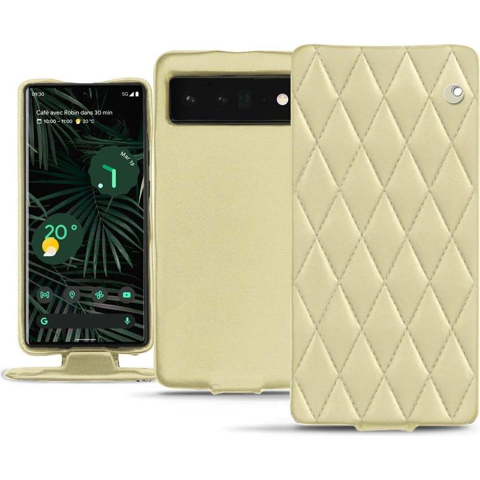 Noreve Lederschutzhülle vertikal (Google Pixel 6 Pro), Smartphone Hülle, Beige