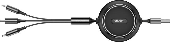 Productafbeelding Baseus Golden Loop Drie-in-één Elastische Datakabel USB voor M+L+T 3,5A 1,2m Zwart (1.20 m, USB 3.2 Gen 1)