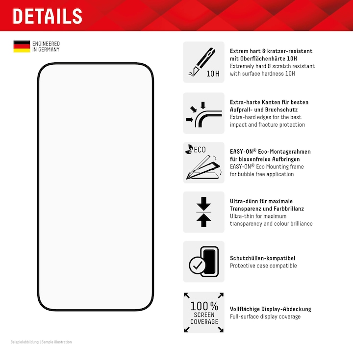 Actual product image Displex 4 in 1 Premium Set (Full Cover armoured glass, protective case, charger, charging cable) (1 Piece, Apple iPhone 15 Pro Max)