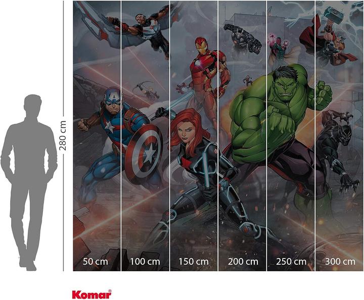 Actual product image Komar Non-woven wallpaper Into Adventure Avengers Street Revenge 6-panel 300 x 280 cm (300 x 280 cm)