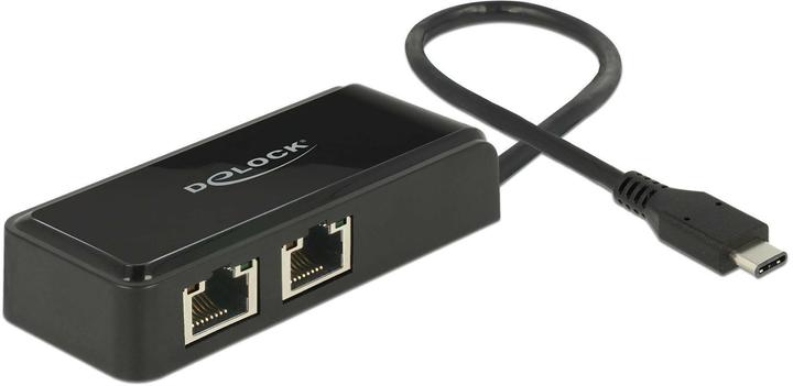 Produktbild Delock USB3.1 Netzwerkkarte Typ-C - 2x RJ45, 27cm (USB 3.1 Gen 1, USB-C, RJ45 Gigabit Ethernet (2x))