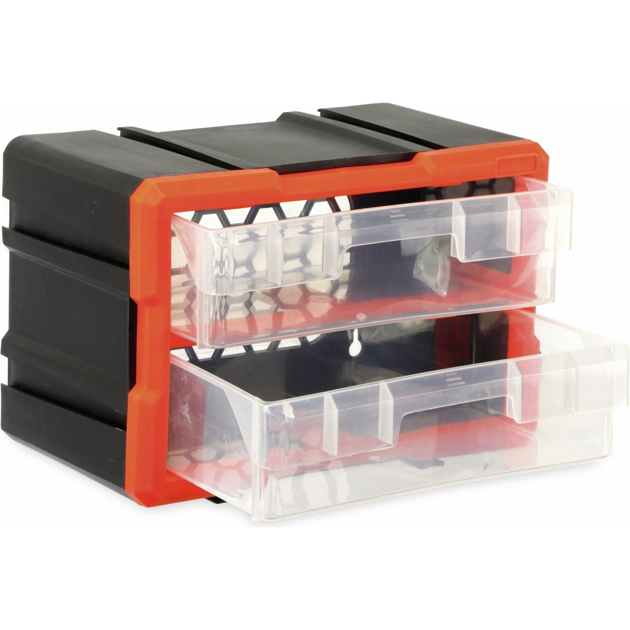 Daytools, Werkzeugkoffer, Werkzeugbox TW2020, Kunststoff,2-teilig, schwarz/orange