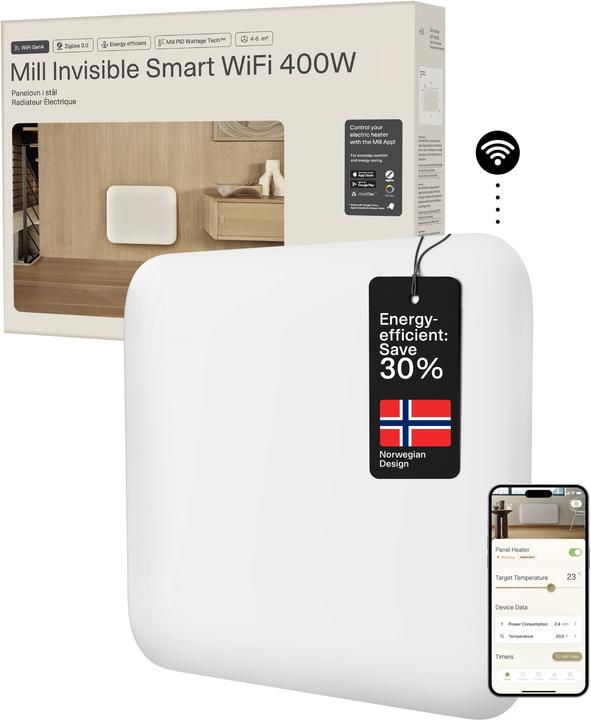 Mill Invisible Smart WiFi Gen 4 panelvarmer 400W
