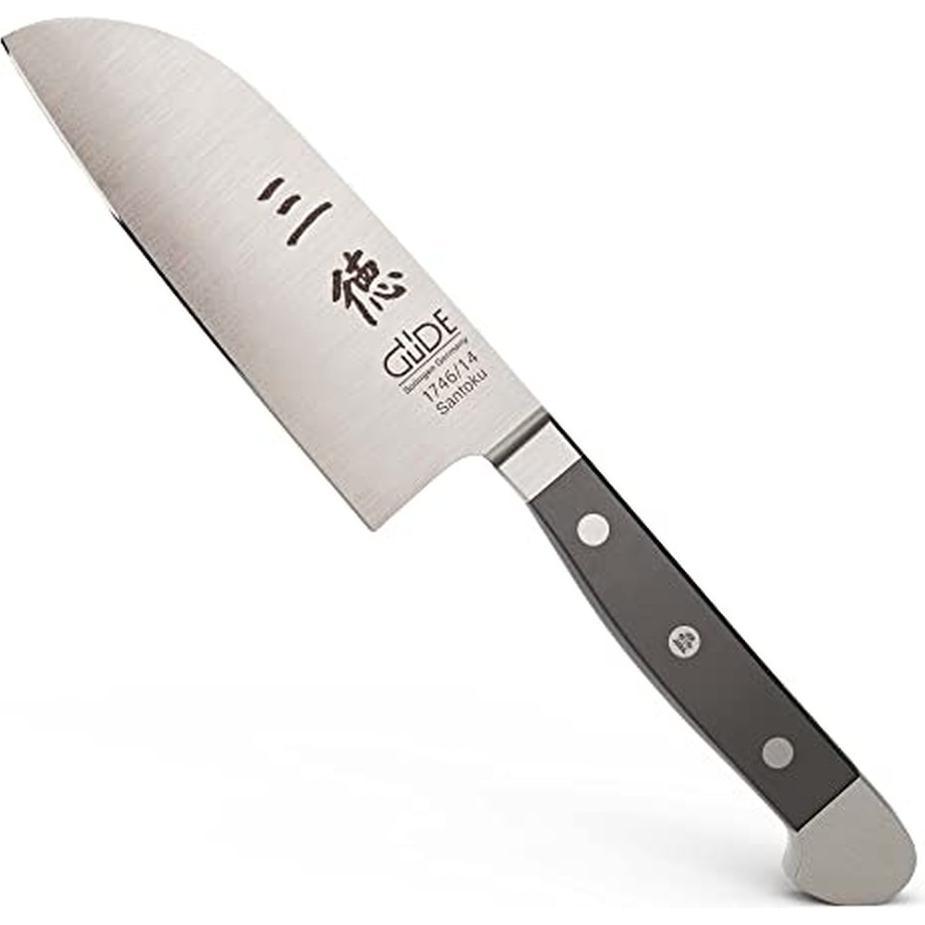 Güde Santoku Messer, Serie Alpha, Doppelkropf, Griff POM schwarz (14 cm) (1746/14)