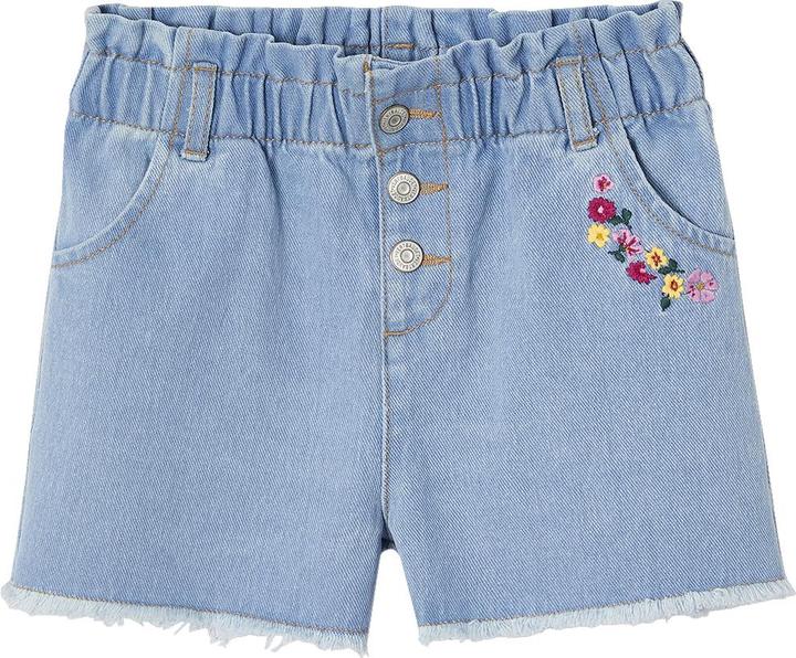 Produktbild Vertbaudet Mädchen Oversized-Jeansshorts mit gestickten Blumen (134)