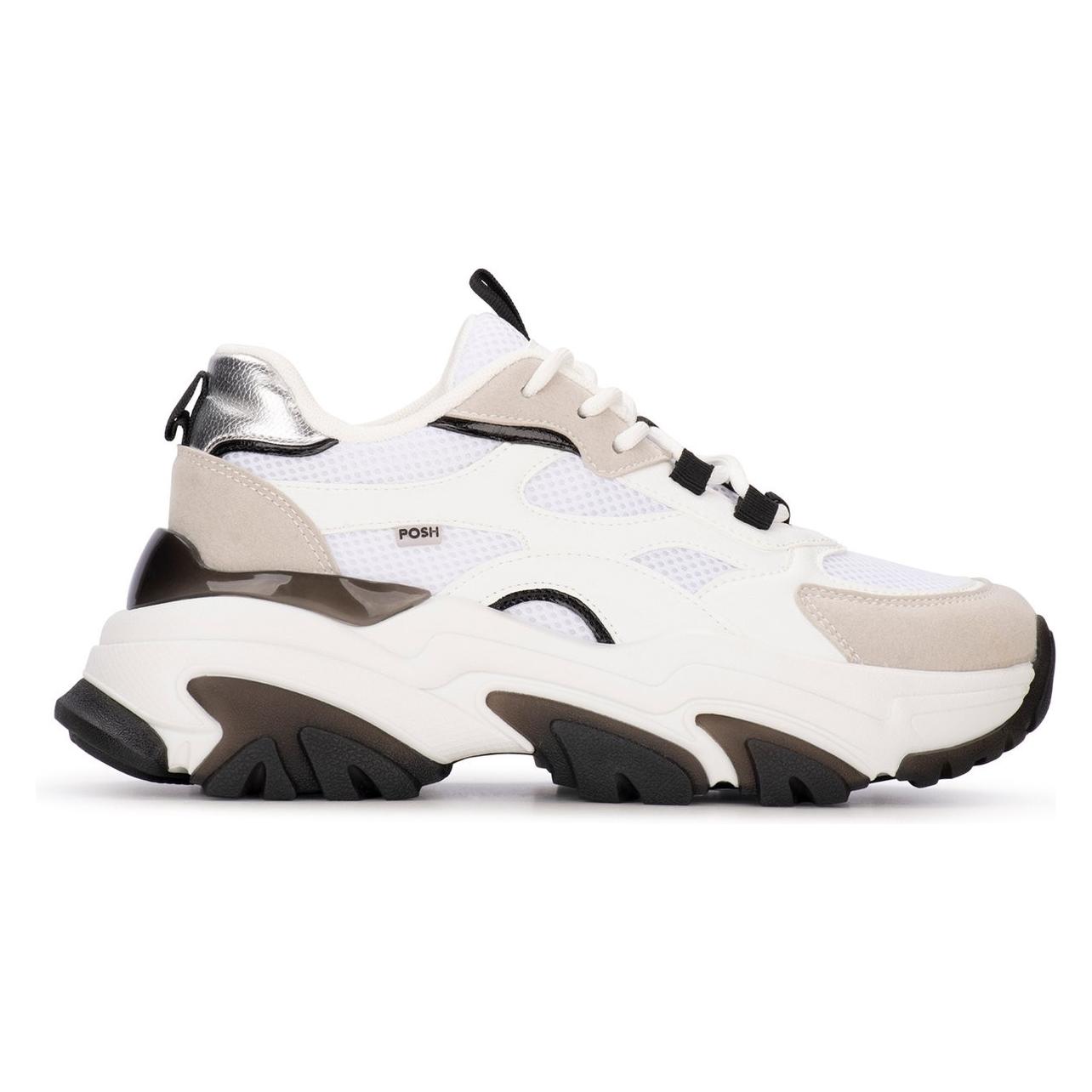 Posh, Vrouwen, Sneakers, Polly Sneakers, Wit, Zwart, Grijs, (39)