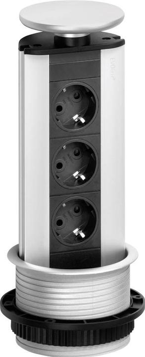 Produktbild Evoline 93100001 Steckdosenturm 3fach Schwarz, Silber Schutzkontakt 1St. (3x, CEE 7/3, 3 m)