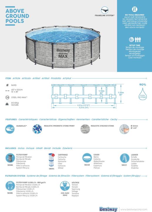 Produktbild Bestway Rahmenrahmenbecken 427x122cm (427 x 122 cm)