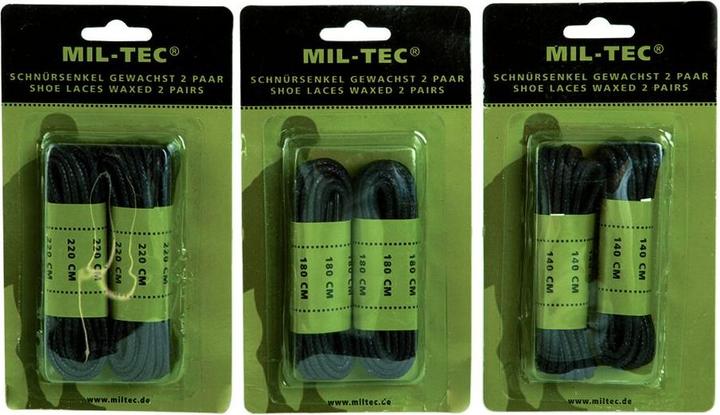 Image du produit Mil-tec Lacets cirés Noir 140Cm (140 cm)