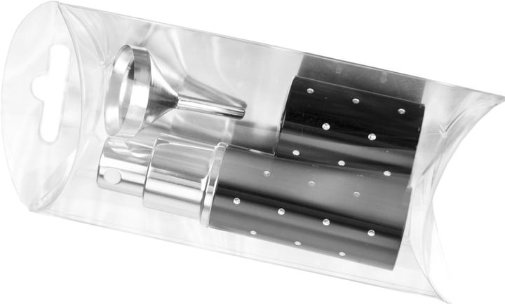 Immagine prodotto Nebulizzatore tascabile nero da 10 ml con imbuto argento, in confezione regalo (Set di profumi)