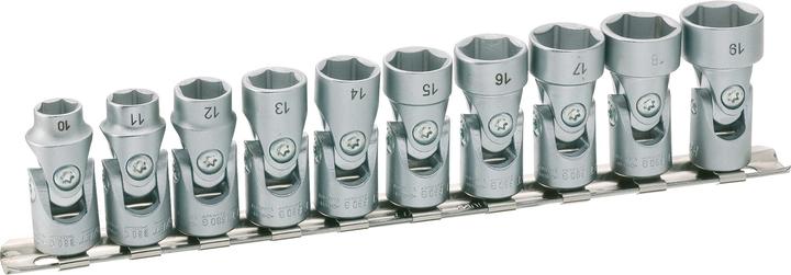 Produktbild HAZET Sechskant Gelenk Steckschlüssel Satz 880G/10H ∙ Vierkant10 mm (3/8 Zoll) ∙ Aussen Sechskant-Tr…
