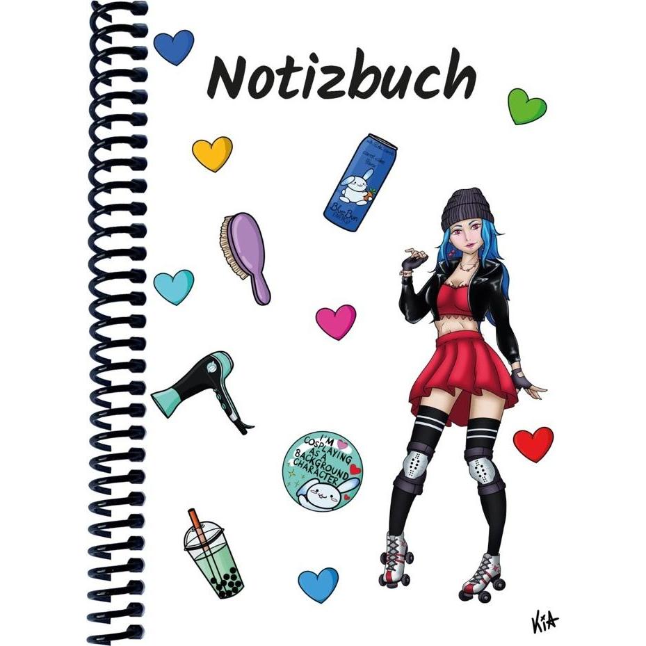 E & Z, Heft + Block, A 4 Notizbuch Manga Enora, weiss, karier (A4, Kariert)
