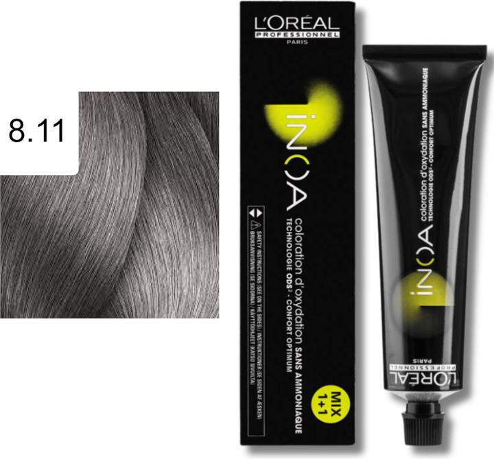 Actual product image L'Oréal Paris L'Oreal Inoa Coloration D'Oxydation Ammonia Free (8,11 Light blonde Deep ash)