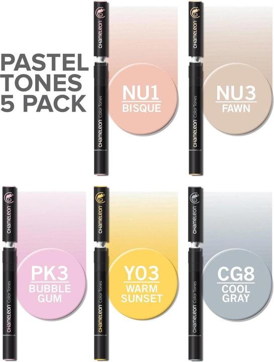 Actual product image Chameleon Watercolor paint pens Brushpens pastel colors, 5 pieces (5 x)