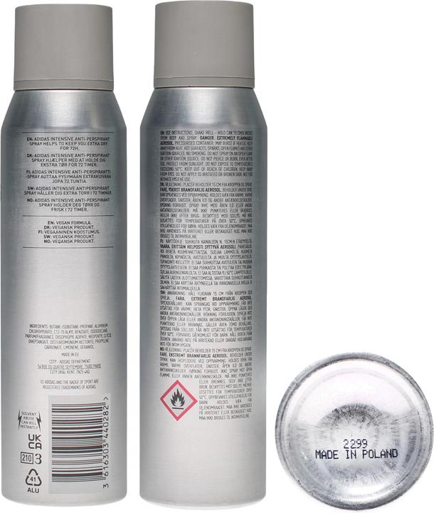 Produktbild Adidas Intensive 72H Anti-Perspirant 150ml (Spray, 150 ml)
