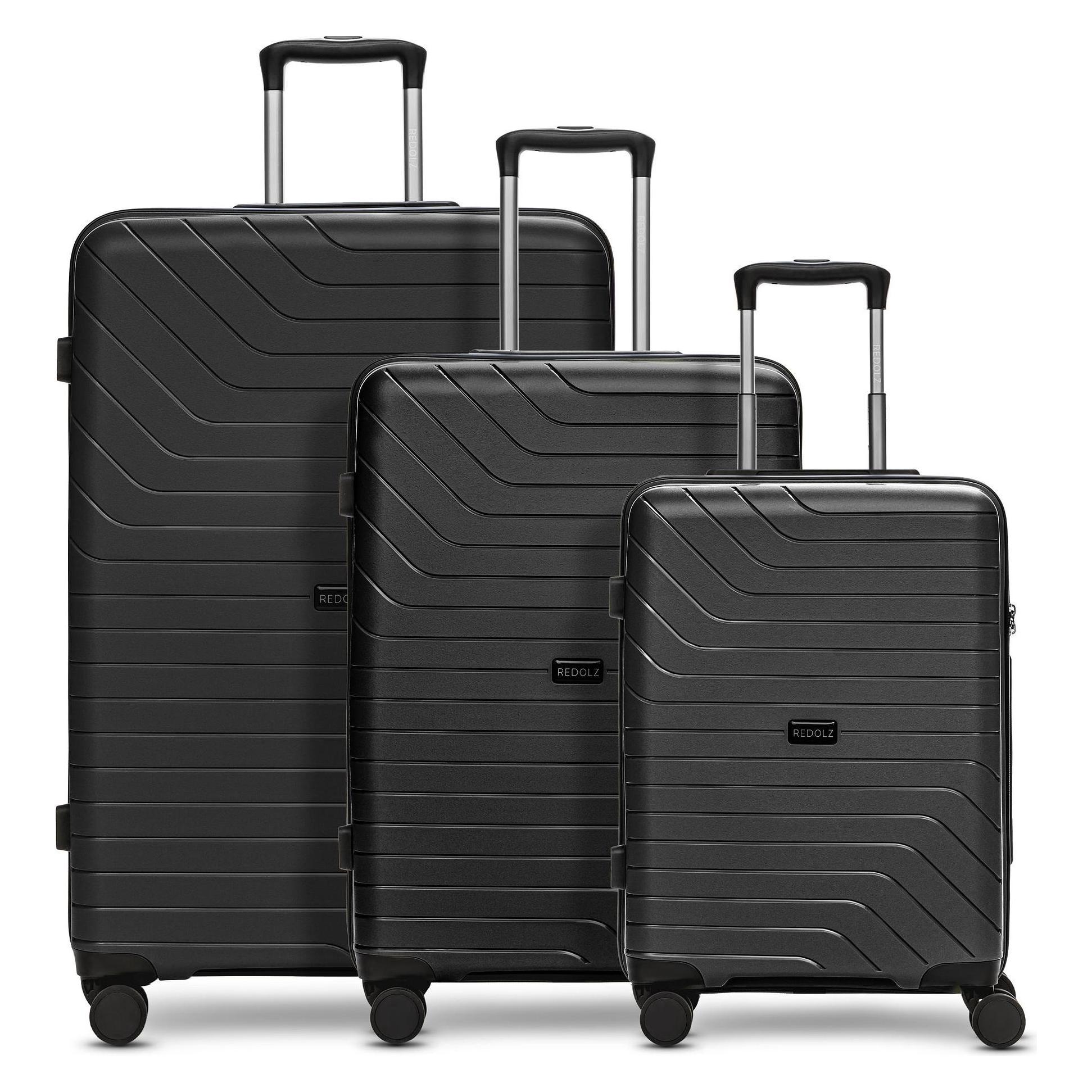 Redolz, Koffer, Essentials 05 3-Set 4 Rollen Kofferset 3-teilig, Schwarz, (217 l)