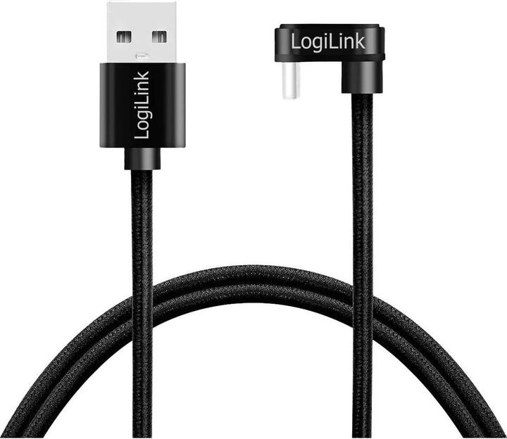 Immagine prodotto LogiLink Cavo USB 2.0 Type-C, C/M 180° a USB-A/M, alluminio, nero, 2 m (2 m, USB 2.0, 20 W)