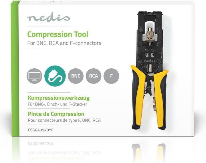 Produktbild Nedis Installationswerkzeug für Antennenkabel Krimpzange Gelb/Schwarz ABS/Stahl