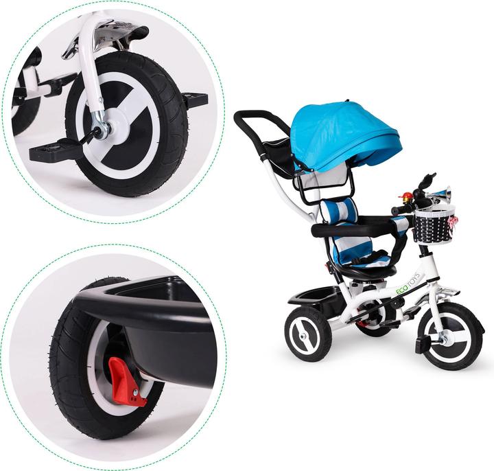 Actual product image EcoToys Tricycle with roof and guide bar blue