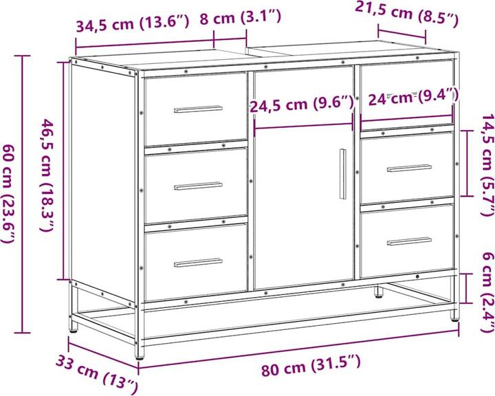 Image du produit VidaXL Meuble sous lavabo (80 x 33 x 60 cm)