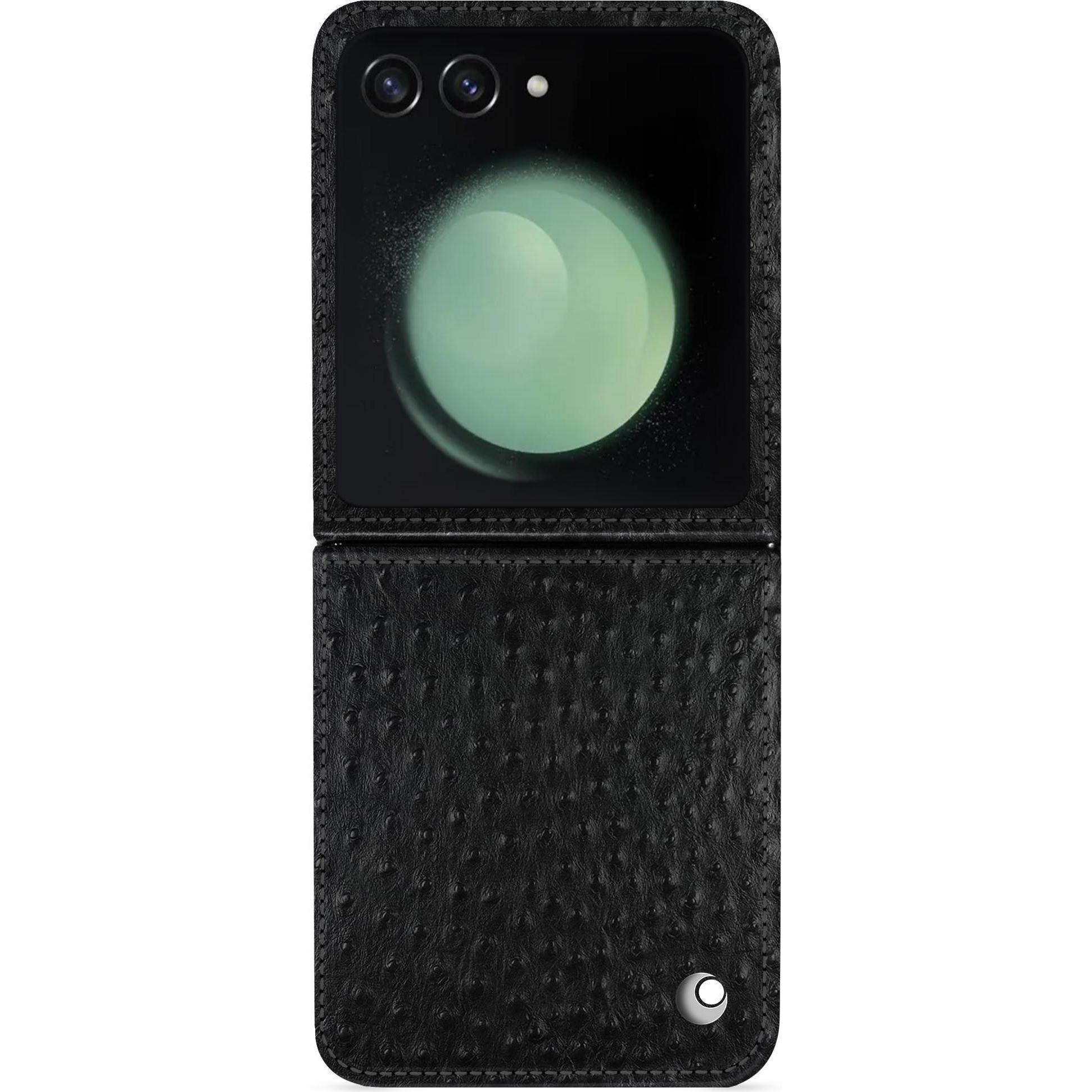Noreve Lederschutzhülle Samsung Galaxy Z Flip5 (Samsung Galaxy Z Flip5), Smartphone Hülle, Schwarz