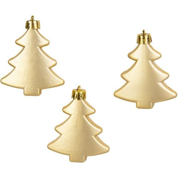 MICA Living, Christbaumschmuck, Baumhänger - Tannenbaum - bruchfest - gold - ca. 6 cm - 6 Stück (6 -teilig)