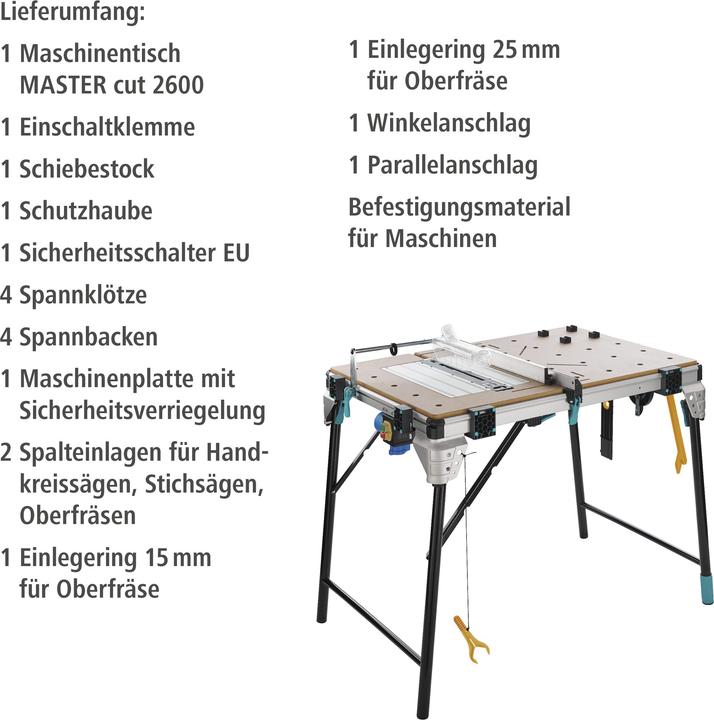 Produktbild wolfcraft 1 MASTER cut 2600 Maschinentisch EU (118.50 cm, 76.50 cm)