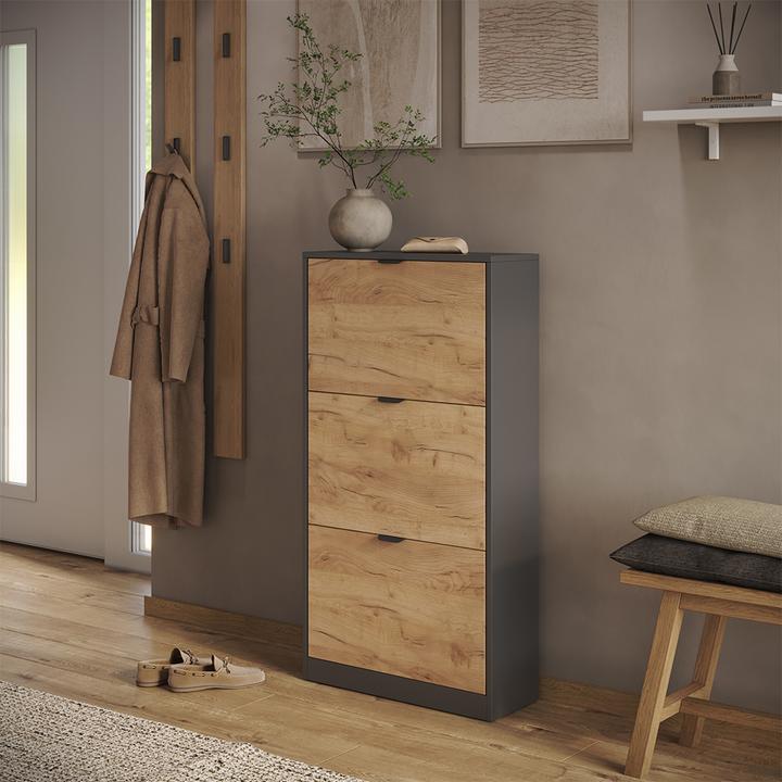 Produktbild Vicco Schuhkipper Gizmo, Goldkraft Eiche/Anthrazit, 59 x 112 cm mit 3 Fächern (22 x 59 x 112 cm)