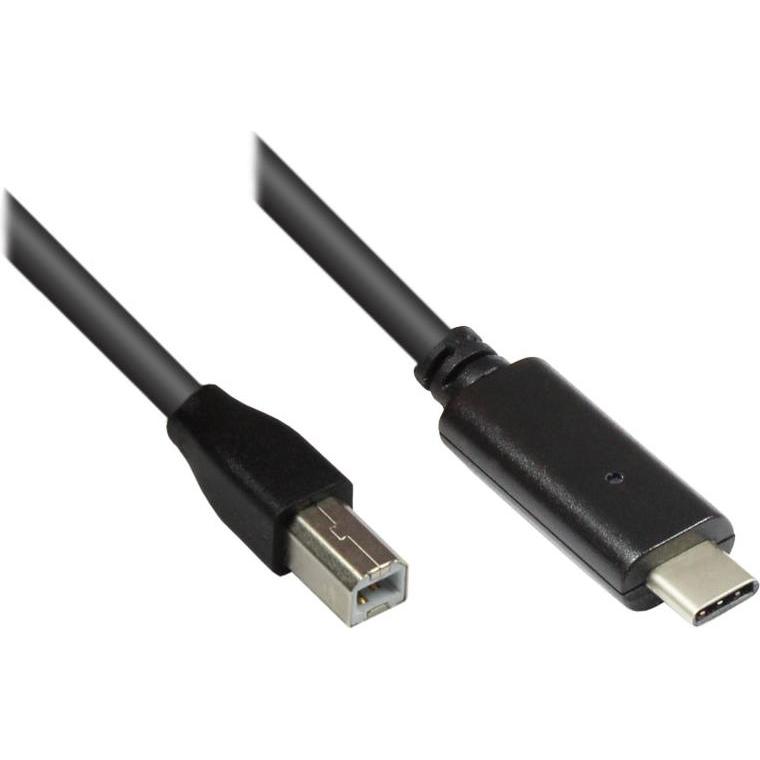 Good Connections Anschlusskabel USB 2.0, USB-C Stecker an USB 2.0 B Stecker, schwarz, 1m,  (1 m, USB 2.0), USB Kabel