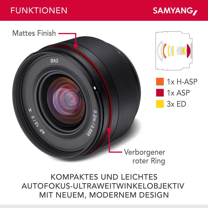 Produktbild Samyang AF 12mm f/2 Fujifilm X (Fujifilm X, APS-C / DX)