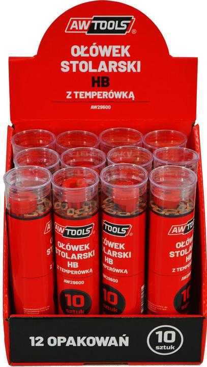 Actual product image Awtools Aw Ołówek Stolarski Hb Czerwony Do Drewna 10 Sztuk (HB, 10x)