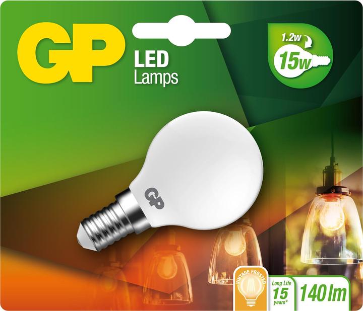 Actual product image GP Batteries GP - LED Lamp Filament Frozen Mini Globe, E14, 1.2W (15W), 136lm (E14, 140 lm)