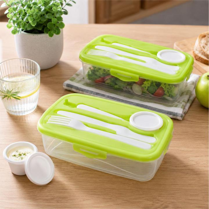 Produktbild neuetischkultur 6er Set Frischhaltedosen mit Besteck und Dressingdose Meal Prep Boxen