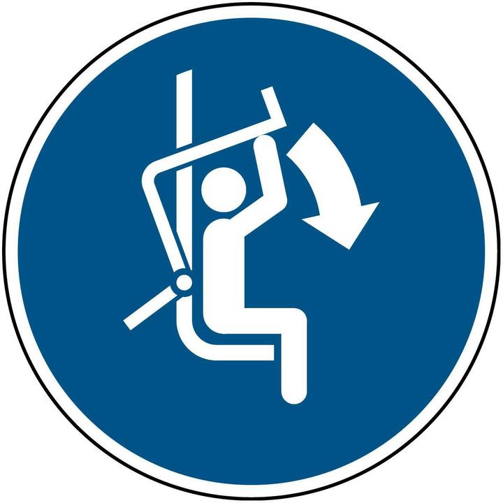 Actual product image Brady ISO safety sign - Close the safety bar of the chairlift