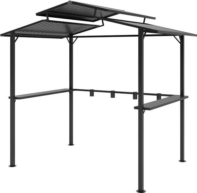 Swisshandel24 Grillpavillon 250x160x250 cm wasserdicht Doppelschichtdach, Schwarz (250 cm, 160 cm)