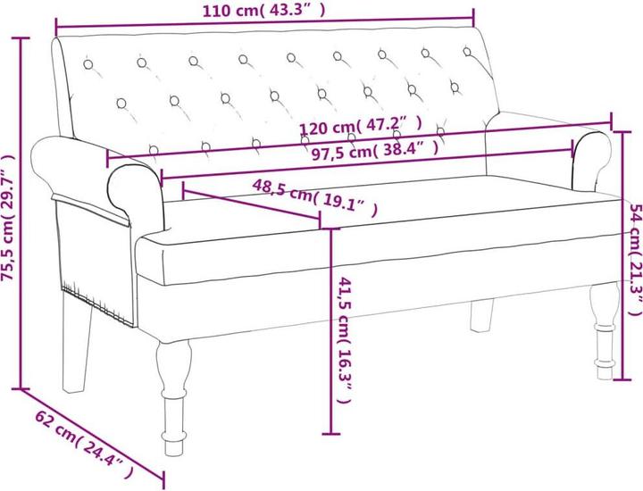 Produktbild vidaXL Bank (120 cm)