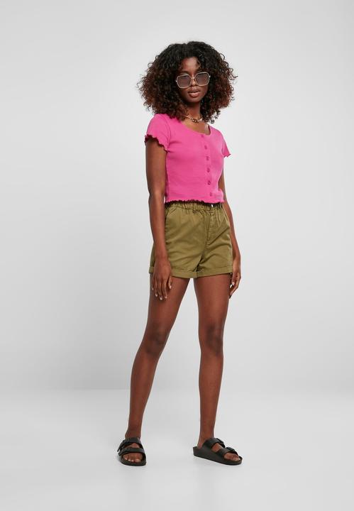 Produktbild Urban Classics Ladies Cropped Button Up Rib Tee - 12114 (4XL)