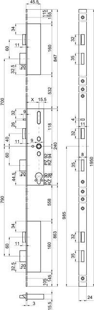 Actual product image MSL FlipLock panic multipoint lock 24444PE Flat face plate
