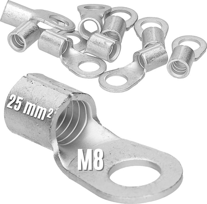 Actual product image Kalitec 10 pieces Q25-8 crimping cable lug 25mm² M8 I Uninsulated I Mandrel crimping I For multi-, fine- and