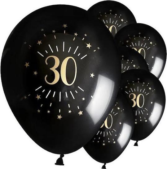 Santex Ballons d'anniversaire 30 ans noir et or (8x)