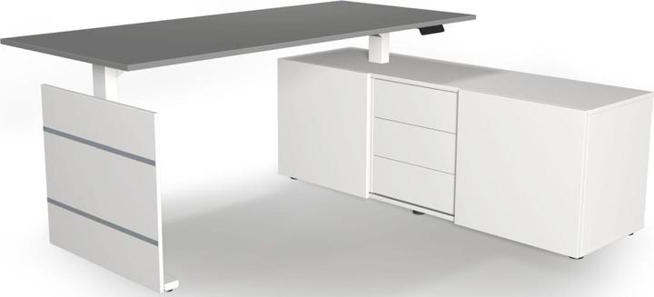Produktbild Kerkmann Move 3 elektrisch höhenverstellbarer Schreibtisch grafit, weiss rechteckig, Wangen-Gestell (180 x 80 x 120 cm)